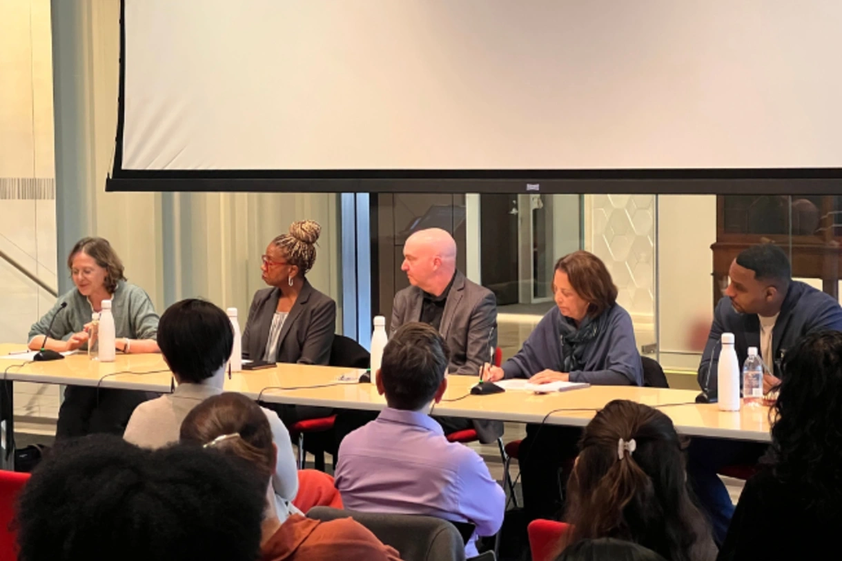 From left to right: Dr. Sigal Ben-Porath, Dr. Andrea Kane, Dr. Wayne Journell, Dr. Diana Hess, and Mr. Art Worrell during the panel discussion.