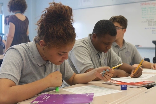 Students working independently in class