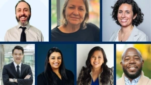 A grid of headshots of the seven alumni award winners