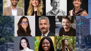 Top row (from left to right): Damani White-Lewis, A. Brooks Bowden, Abby Reisman, Jenny Zapf. Middle row (from left to right): Rachel Dozier, John Gamba, Peter Montesino. Bottom row (from left to right): Dandan Wu, Mayowa Fageyinbo, Meruyert Bizhanova.
